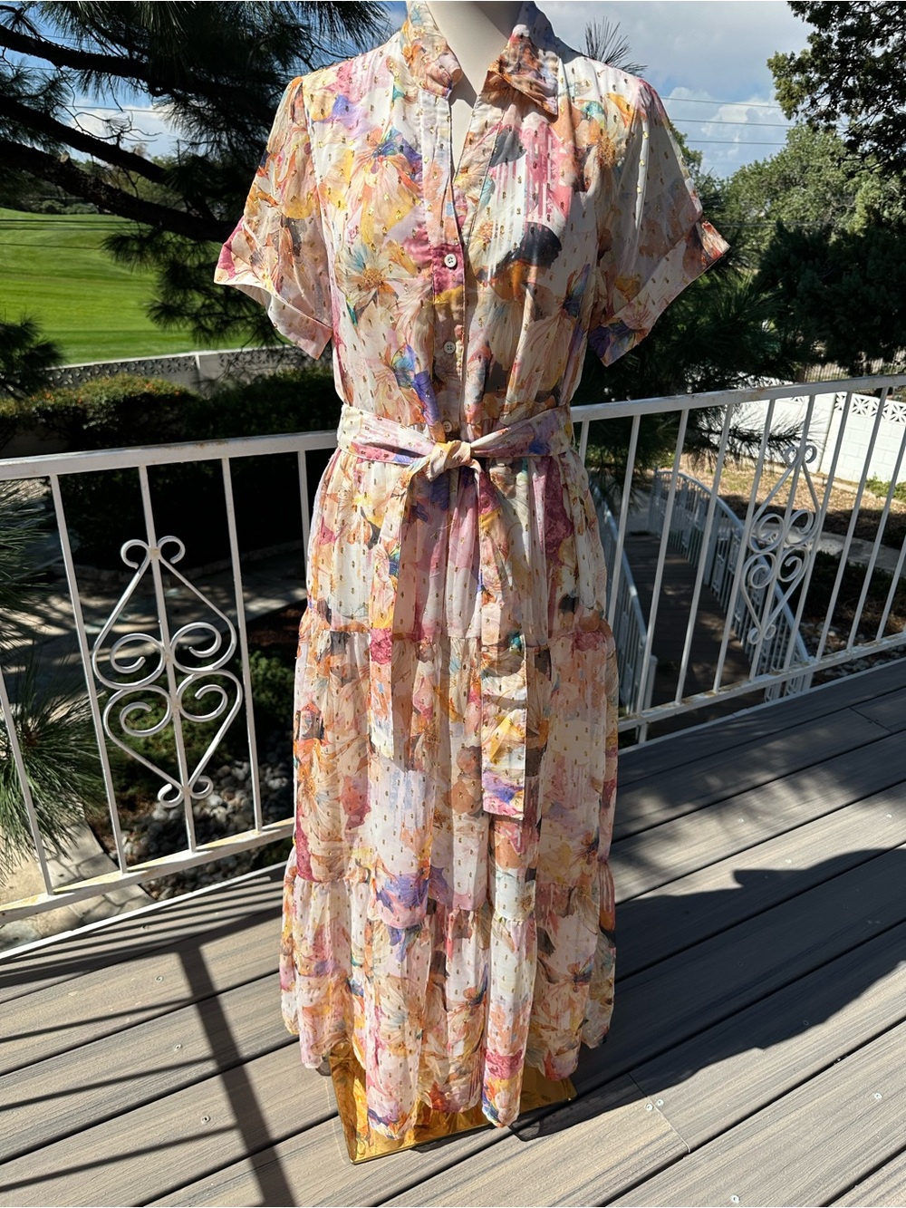 VENUS Floral Midi Shirt Dress - Pink, Yellow, Blue